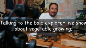 Talking to the bald explorer live about vegetable growing.