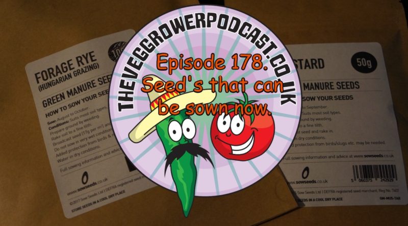 In this week's podcast I talk about seed's that can be sown now. I also share the latest on the allotment and vegetable patch.