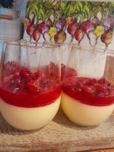 Today, I’m excited to share a quick and simple dessert that perfectly pairs with homegrown berries: Lemon and Elderflower Posset with Red Gooseberry Compote.