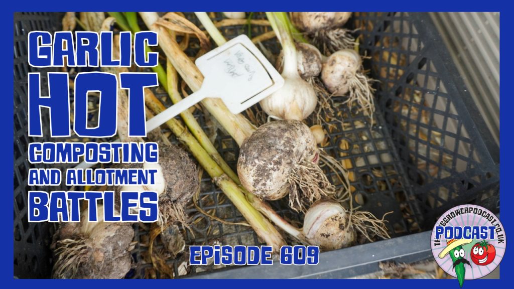 Join us in this weeks podcast where we harvest our garlic and battle on the allotment with overgrown neighbouring plot.